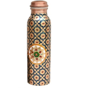 Botella de Cobre Puro Hecha a Mano en India, de la Mejor Calidad, para Beber Agua, con Adhesivo para Gimnasio u Oficina en Casa - Product Image 6