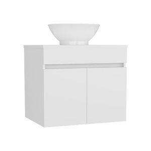 Manchester Two-Drawer Vessel <b>Sink</b> Vanity with Open <b>Shelf</b> White Bathroom Vanities - Product Image 2