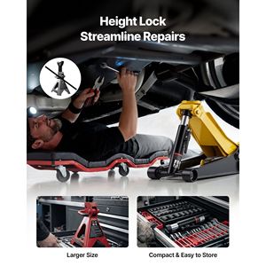 Martinetto idraulico da officina in acciaio da 3 tonnellate (6614 libbre) a basso profilo con doppio pistone e sollevamento rapido, con carrello - Product Image 4