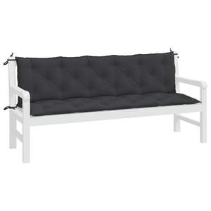 Lot de 2 coussins de banc de jardin en tissu Oxford noir avec fibres creuses – pour terrasse et cour - Product Image 4