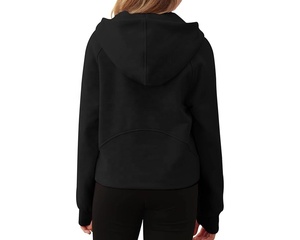 Sudadera con capucha de invierno personalizada con bordado desgastado, OEM ODM, para mujer, diseño corto personalizado - Product Image 5