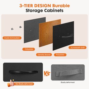 Comò con telaio in acciaio da 48 pollici con 5 cassetti in tessuto, comodino, armadio e mobiletto per riporre vestiti, mobili per camera da letto - Product Image 3