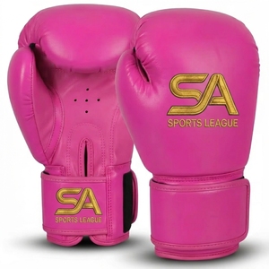 ถุงมือชกมวยสีชมพู SA Sports League หนัง PU ปิดข้อมือด้วยเวลโคร - Product Image 2