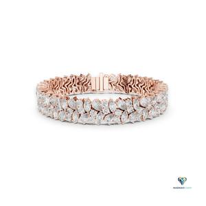 13.5 CTW Rose <b>Gold</b> Pear and Marquise Lab Grown Diamond Floral Link Bracelet in 14K <b>Solid</b> <b>Gold</b>, 7 Inch Luxury Statement Jewelry - Product Image 2