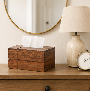 Boîte à mouchoirs en bois massif de noyer, artisanale et écologique, pour la décoration du salon ou du bureau - Product Image 4