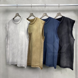 เสื้อกล้ามถักผ้าฝ้ายสีพื้นสำหรับผู้ชาย คอกลม แขนกุด สไตล์ลำลอง เนื้อผ้านุ่ม ระบายอากาศได้ดี สีเทา สีเบจ สีกรมท่า สีดำ - Product Image 3