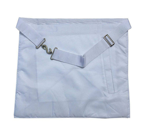 Master Mason Blue Lodge <b>Apron</b> <b>White</b> Moire Ribbon with Silver Hand Embroidery Elegant Masonic <b>Aprons</b> with detailed craftsmanship - Product Image 2