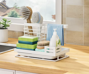 Estante Metálico Plegable y Apilable de un Solo Nivel para Esponjas de Fregadero, Organizador de Esponjas, Cepillos y Toallas de Cocina con Drenaje - Product Image 2
