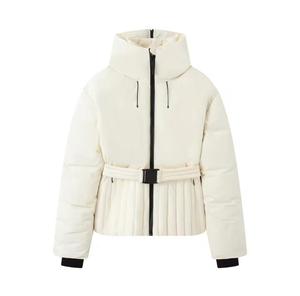 For Hooded Puffer <b>Jacket</b> Belt Zipper Front Casual Winter Thick Polyester Wadding <b>Short</b> Length Unisex Eco-friendly <b>Fur</b> Trim - Product Image 1