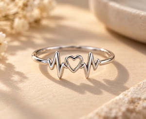 Bague Cœur Tendance en Argent Sterling 925 pour Maman, Faite à la Main, Bande Simple, Bijou Quotidien, Cadeau - Product Image 1