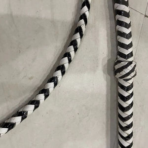 Fouet en nylon tressé noir et blanc pour chevaux |   Modèle d'emballage personnalisé SP-30160 |   Équipement d'équitation en gros - Product Image 2