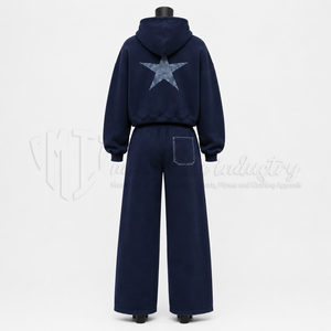 <b>Women</b>’s Custom Oversized Star Print Hoodie <b>Tracksuit</b> Set Wide Leg Sweatpants Streetwear Casual Two Piece Jogger Set - Product Image 2
