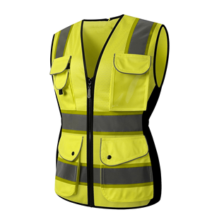 Chaleco de Seguridad Reflectante de Alta Visibilidad Unisex Verde Lima con Bolsillos para Construcción y Trabajos Viales - Product Image 6