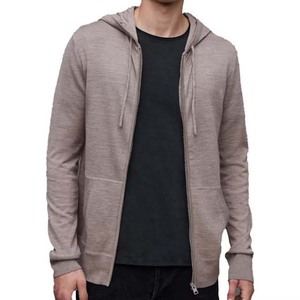 Sudadera con Capucha y Cremallera para Hombre, Color Gris, Corte Regular, Color Sólido, Informal, Tejida, para Otoño, Precio Económico - Product Image 1