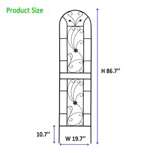 Set di 4 tralicci da giardino in metallo stile pavone, 220 cm x 50 cm, antiruggine, supporto per piante rampicanti da esterno, nero - Product Image 5