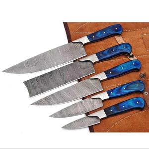 Handmade 5-Piece Damascus Steel Chef <b>Knives</b> with Customized Handle <b>Sharp</b> Serrated Edge for Multi-Purpose Eco-Friendly - Product Image 1
