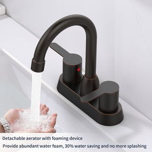 Robinet de lavabo pour caravane en bronze huilé, à deux poignées, pour 2/3 trous, expédition en semaine, robinets de bain et de douche - Product Image 5