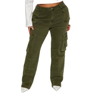 Pantalones Cargo de Moda para Mujer 2026, Pantalones Casuales con Logotipo y Tela Personalizados, Pantalones Anchos de Mezclilla para Damas - Product Image 1