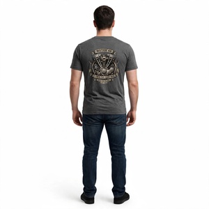 Camiseta de Punto Estampada para Hombre, Manga Corta, Cuello Redondo, 100% Algodón, Diseño Personalizado, Transpirable, Antiarrugas, Ecológica, BD - Product Image 3