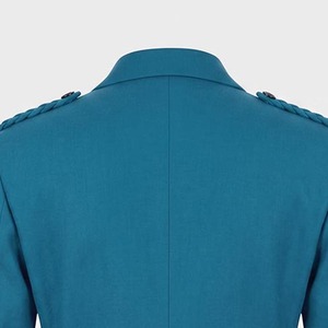 Veste de costume en laine turquoise pour homme avec détail d'épaule tressé, coupe classique, couleur unie, style européen, tenue formelle - Product Image 4