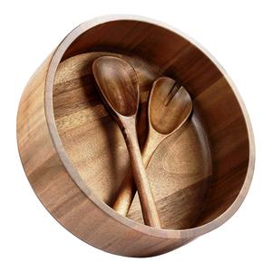 Juego de Servidores de Ensalada de Madera Natural Tamaño S con 2 Espátulas, Utensilios Hechos a Mano Sostenibles, Aptos para Congelador - Product Image 1