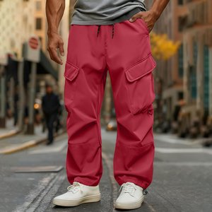 OEM Baggy Cargo Pants For Men Windproof Stretch Elastic Waist Drawstring Parachute Pants Waterproof Hiking Joggers Multi Pockets - Product Image 1