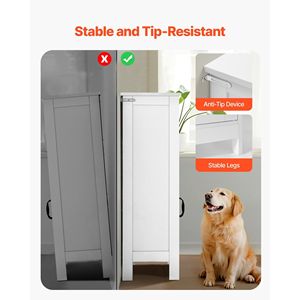 Mobiletto da Bagno Moderno a 4 Ripiani in Legno con 2 Ante e Ripiano Regolabile, Arredamento Moderno per Bagno - Product Image 6