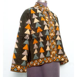 Veste matelassée en coton indien brodé pour femme, automne/hiver/printemps, écologique, séchage rapide, respirante, manches longues, longueur normale - Product Image 4