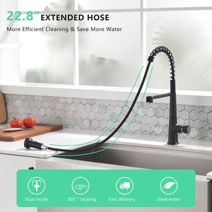Rubinetto da Cucina Moderno Commerciale con Doccetta Estraibile Nero per Lavello, per Uso Commerciale e Domestico - Product Image 4