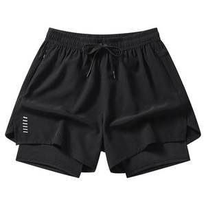 Wholesale 2 in 1 Solid Quick Dry Custom Logo Gym Training Running Shorts with Inner Compression <b>Liner</b> OEM Sportswear - Product Image 3