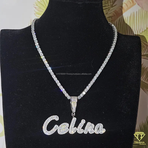 Hip Hop Custom <b>Name</b> Pendant Necklace Moissanite Diamond Bling <b>Chain</b> Luxury Streetwear Jewelry Gift - Product Image 2
