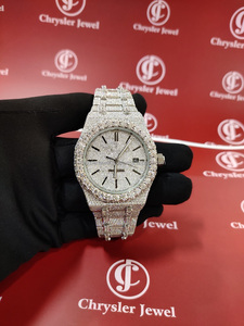 Los relojes de pulsera con microajuste de moissanita blanca completa con busto ostentoso de lujo de marca superior más vendidos a precio mayorista - Product Image 6