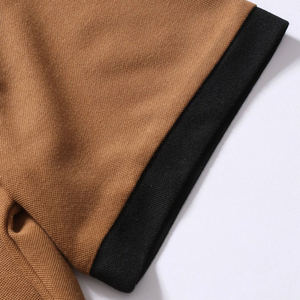 Polo à manches courtes pour homme en coton piqué marron, couleur unie, décontracté, respirant, design tricoté, boutons sur le devant, coupe classique - Product Image 6
