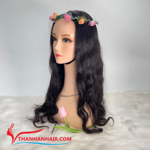 Perruques ondulées naturelles de couleur naturelle Extensions de cheveux raides en os humain 100% vierges Remy Style de luxe de Thanh An hair - Product Image 2