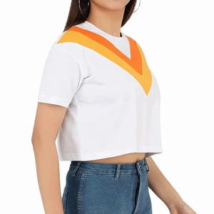 Camiseta Elegante con Cuello Redondo para Mujer, Impresión Personalizada al por Mayor, Ecológica, Informal, de Invierno, 100% Algodón, Decoración Bordada, Personalizada - Product Image 5