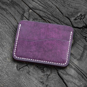 Cartera de cuero curtido hecha a mano Vintage de alta calidad, tarjetero, negro, marrón, mínimo, para uso diario, tarjetas de regalo - Product Image 6