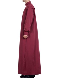 Kaftan Jilbab Ramadan Jubba pour homme, couleur marron, Thobe en satin et coton, Jalabiya saoudienne, robe turque pour homme, Abaya Thobes respirante - Product Image 5