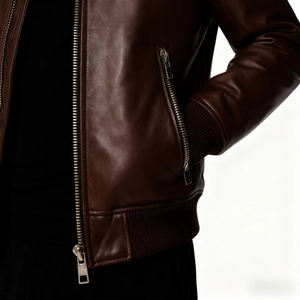 Veste en cuir d'agneau véritable noire de haute qualité pour hommes / Vestes en cuir pour hommes / Vestes en cuir pakistanaises pour hommes - Product Image 5