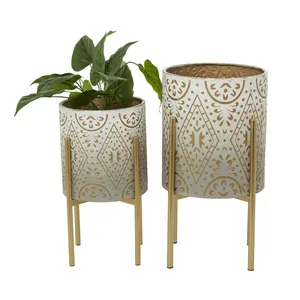 Maceta Colgante Moderna de Cerámica Chapada en Oro, Ecológica, con Patrón Circular, Diseño Clásico, Decorativa para Interiores - Product Image 2