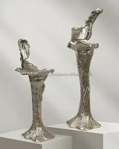 Porte-bougie moderne en fonte d'argent, fait main, pour une décoration minimaliste et contemporaine, qualité supérieure pour les mariages - Product Image 3