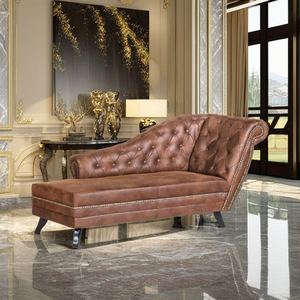 Chesterfield Design European Style Modern Genuine Leather <b>Slipcovered</b> Foam Extendable Modular Sectional Convertible Living Room - Product Image 1