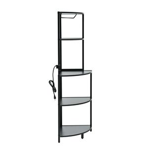 Ripiano d'angolo a 5 livelli con luce a LED e porta USB alto in piedi porta vetro stretta libreria per Display a parete - Product Image 5
