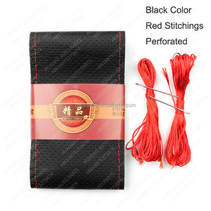 Accessoire d'intérieur de voiture Housse de <span class=keywords><strong>volant</strong></span> en cuir artificiel cousue à la main de grande taille respirante de haute qualité pour camion bus - Product Image 4