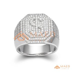 <b>Mens</b> <b>Silver</b> Tone Moissanite Letter <b>Ring</b> Luxury Hip Hop Statement <b>Ring</b> Fashion Jewelry for <b>Men</b> - Product Image 5