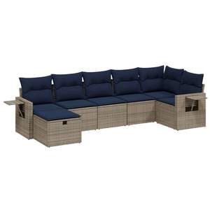 Juego de sofás de patio de ratán sintético gris de 7 piezas con cojines, muebles duraderos para exteriores - Product Image 2