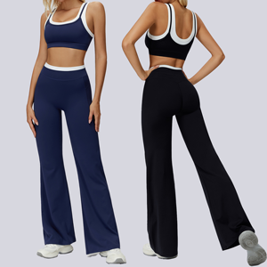 Ensemble de yoga 2 pièces de haute qualité pour femmes : soutien-gorge de sport et pantalon évasé – Tenue de fitness et d'entraînement pour le yoga et les activités sportives - Product Image 4