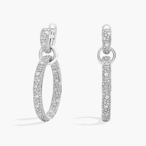 ต่างหูห่วงประดับเพชรเพาะเลี้ยงแบบ Pavé ทองคำขาว 14K - Product Image 1