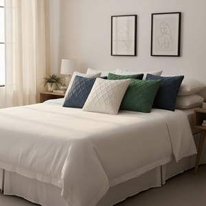 Juego de 6 Fundas de Almohada Decorativas SOGA de 45 cm, Verde Bosque, Azul Marino, Crema, Diseño de Diamantes Tejidos, 2 de Cada Color - Product Image 5