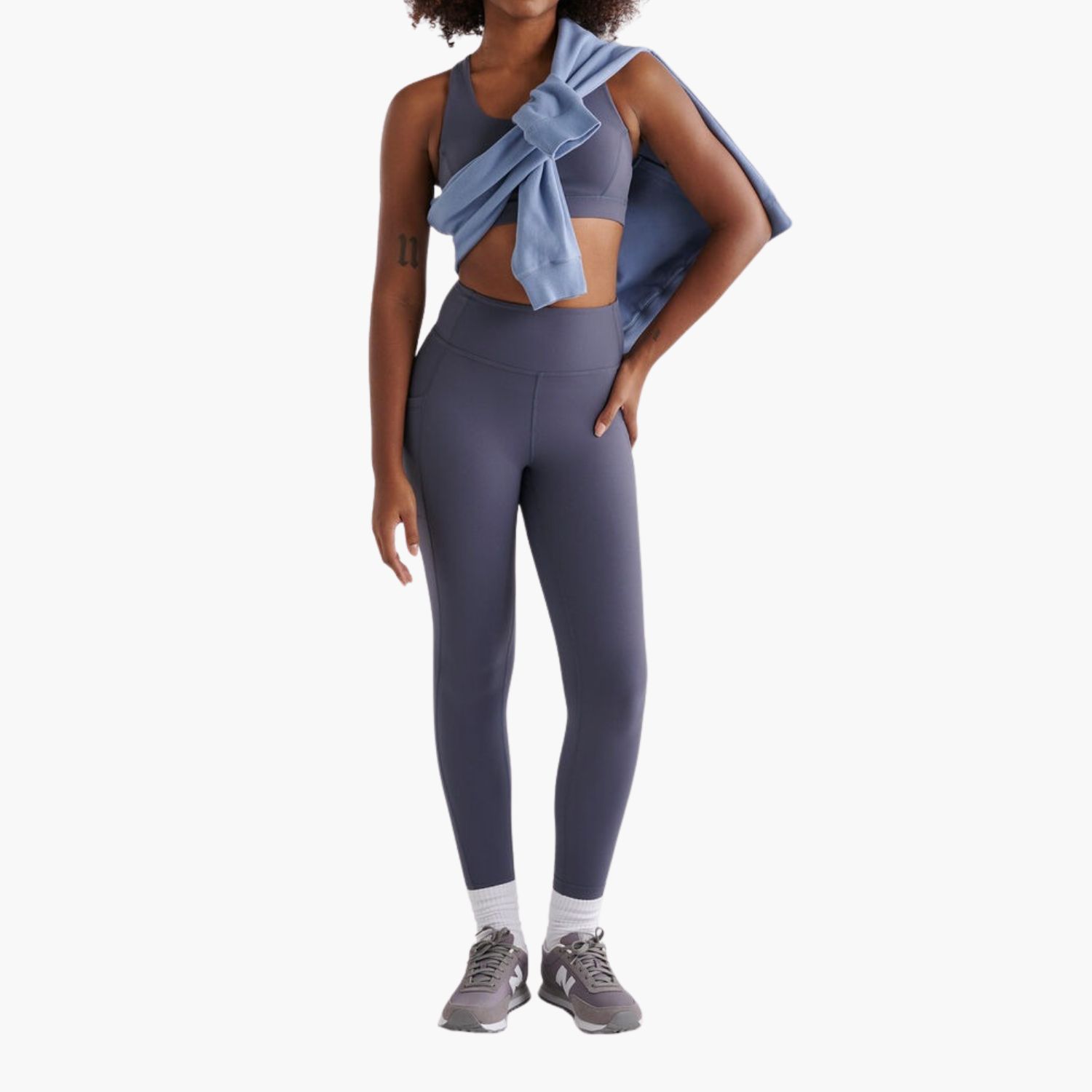 Luxury Women's 2-Piece Solid Front Activewear Set New Arrival Running Yoga Outfit Mid-Waist Leggings Spandex/Polyester Quick Dry