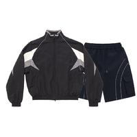Ensemble short et coupe-vent unisexe léger en nylon à capuche avec cordon de serrage imprimé pour l'extérieur et l'hiver